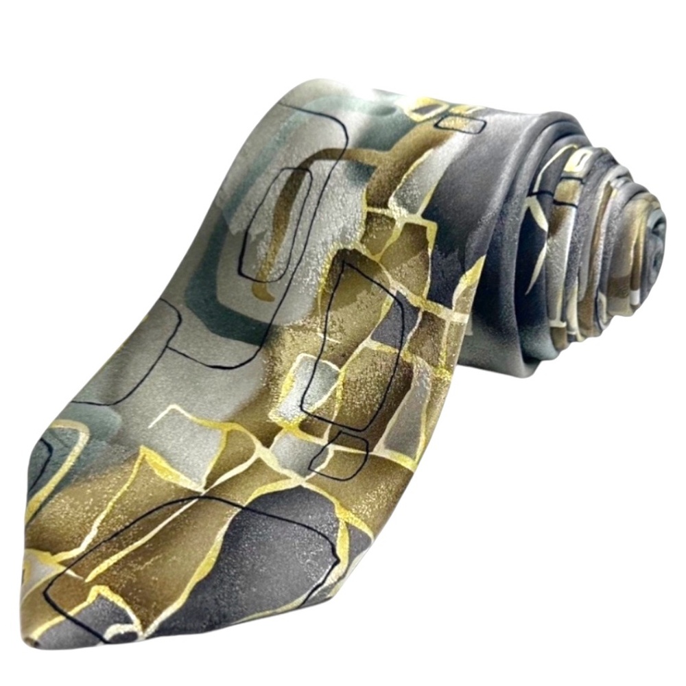MEN'S NECKTIE - J . GARCIA { TOTAL LENGHT: 61 " } SILVER & GOLD